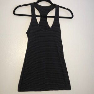 Lululemon Racerback Womens Tank Top Size 4 Stripped Black Running Activewear